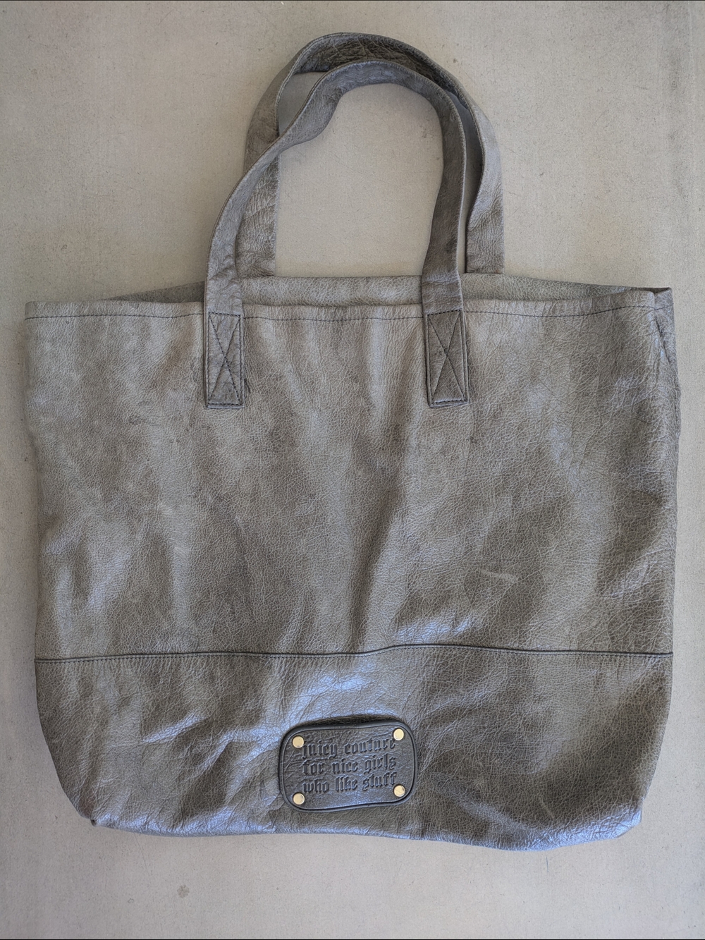 Juicy Couture Gray Leather Tote Bag
